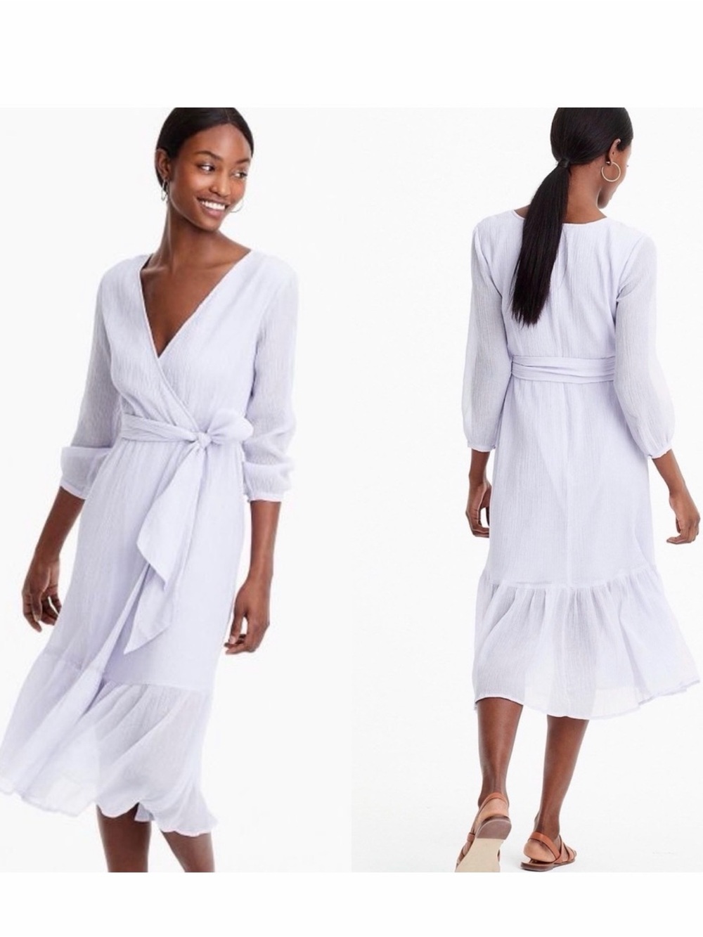 J. Crew Lavender / Lilac Wrap Midi Dress with Tie Waist